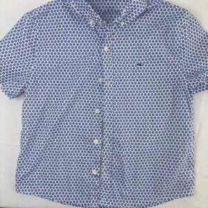 Boys Vineyard Vines Blue White Short Sleeve Button Down size M (12-14) Collared